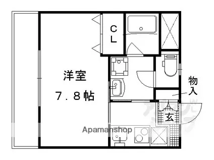 アベニール出町柳(1K/2階)の間取り写真