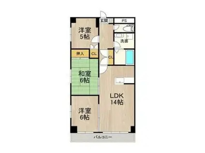 サウスビン(3LDK/5階)の間取り写真