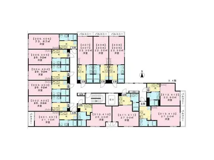 サンクトスコート五条室町(1K/4階)の間取り写真