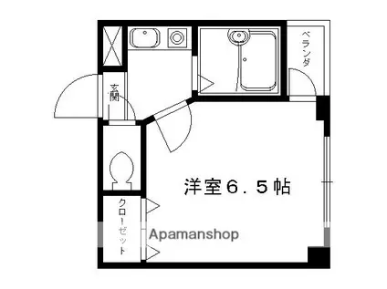 平行マンション(1K/3階)の間取り写真