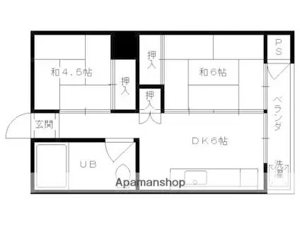 正倉ハイツ(2DK/3階)の間取り写真