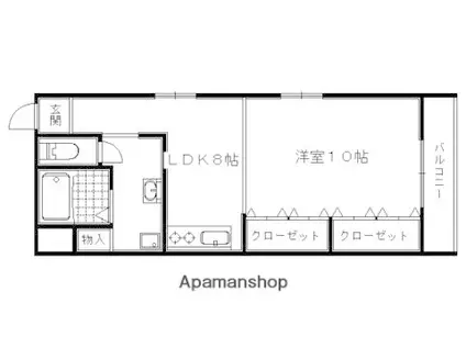 葛城ビル(1LDK/3階)の間取り写真