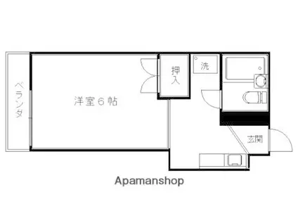 東上善寺町マンション(1K/6階)の間取り写真