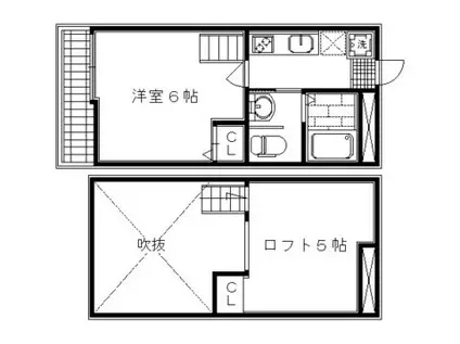 ロフティ京都西陣(1K/1階)の間取り写真