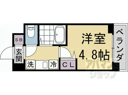 キャンパスヴィレッジ京都衣笠(1K/2階)の間取り写真