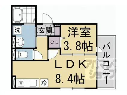 嵯峨フローリッシュ(1LDK/3階)の間取り写真