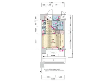 プレサンス 京都室町通 紫水(1K/1階)の間取り写真