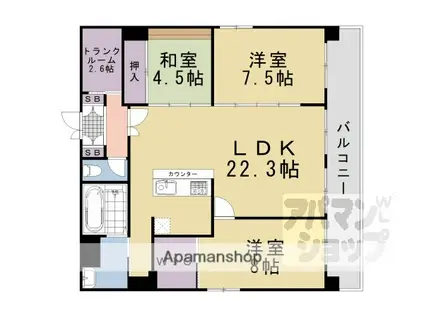 G-CREST京都四条烏丸(3LDK/11階)の間取り写真