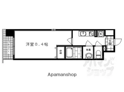 ラパス高辻(1K/4階)の間取り写真