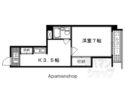 ラフォーレ堺町(1K/4階)の間取り写真