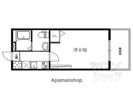 フラッティ吉野町B(1K/1階)の間取り写真