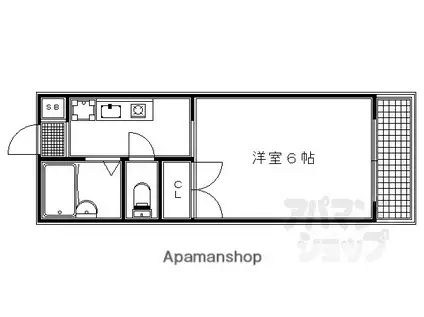 メゾン悠(1K/4階)の間取り写真