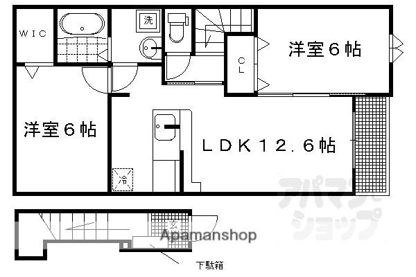 叡山電鉄 修学院駅 徒歩9分 2階建 築10年(2LDK/2階)の間取り写真