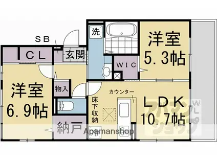 D-ROOM嵯峨嵐山(2LDK/2階)の間取り写真