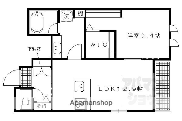 グリシーヌ丸太町(1LDK/2階)の間取り写真
