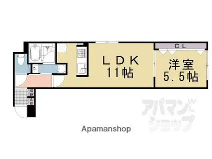 本上神明町マンション(1LDK/5階)の間取り写真