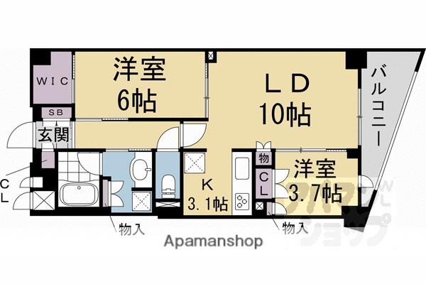 ジオ京都御所西(2LDK/2階)の間取り写真