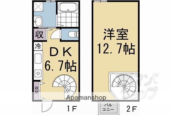 御所西篠(1DK/1階)の間取り写真