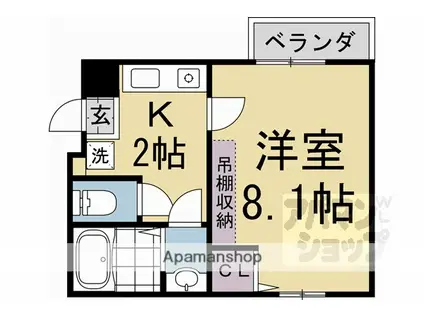 THE SEASONS京都紫野(1K/3階)の間取り写真