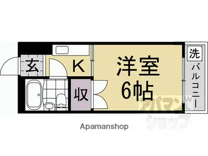 ピエスあさのB(1K/3階)の間取り写真