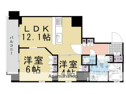 ジ・アーバネックス京都三条通(2LDK/9階)の間取り写真