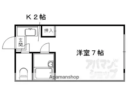 フリーピア鳴滝II(1K/2階)の間取り写真