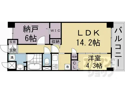 RAFFINE 京都上鳥羽(2LDK/6階)の間取り写真