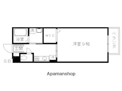 ベルシオン新川端(1K/2階)の間取り写真