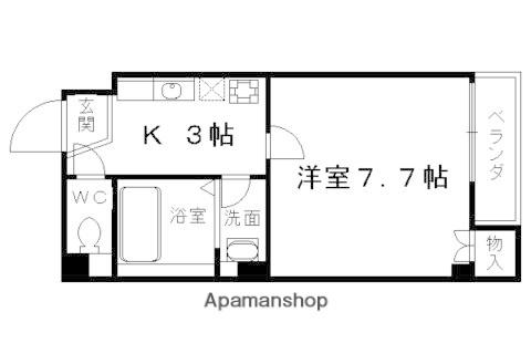 ピースフル京都(1K/2階)の間取り写真