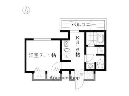 CASAΑ烏丸(1K/6階)の間取り写真