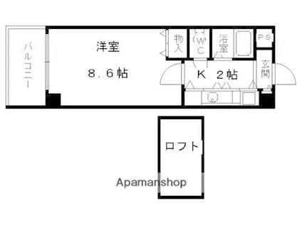 ル・ソレイユ(1K/3階)の間取り写真