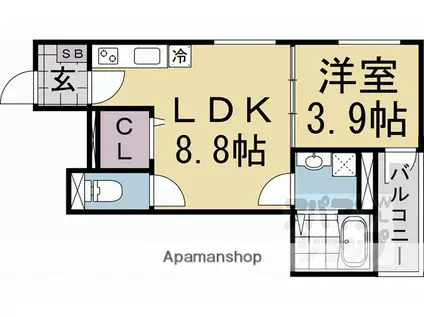 F ASECIA CANALE(1LDK/1階)の間取り写真
