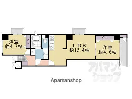 ベル・クローチェ京都洛央(2LDK/11階)の間取り写真