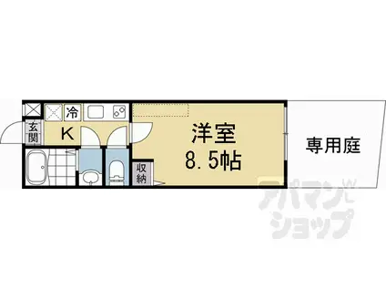 フラッティ谷口園町(1K/1階)の間取り写真