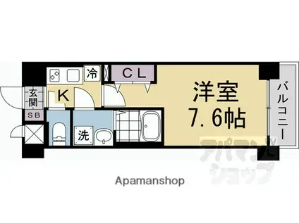ソルテラス京都西院 STATION SIDE(1K/1階)の間取り写真