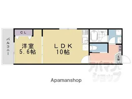 ジーニアススクエア四条高辻(1LDK/3階)の間取り写真