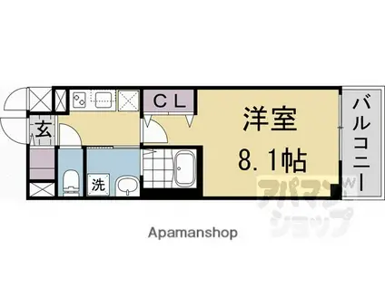 ベラジオ雅び京都洛北ガーデン(1K/4階)の間取り写真