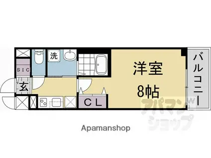 ベラジオ雅び京都洛北ガーデン(1K/4階)の間取り写真