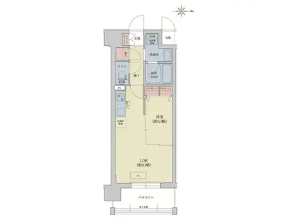 リシュドール梅小路(1LDK/9階)の間取り写真
