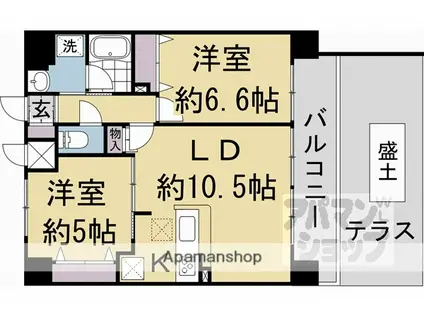 デリード丸太町智恵光院(2LDK/1階)の間取り写真