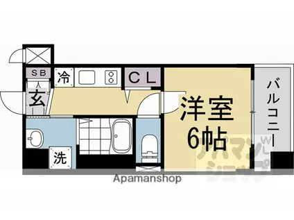 アクアプレイス京都千本丸太町(1K/2階)の間取り写真