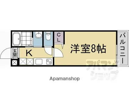 フォルトゥーナ広隆寺(1K/1階)の間取り写真