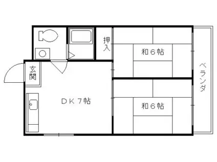 高畝ハイツ(2DK/2階)の間取り写真