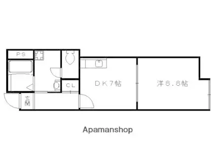 鳴滝音戸山町マンション(1DK/3階)の間取り写真