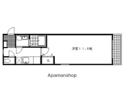 グランレブリー御所西(1K/1階)の間取り写真