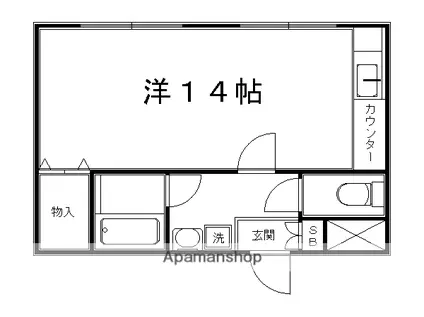 サンシティアビタシオン鴨川(ワンルーム/1階)の間取り写真
