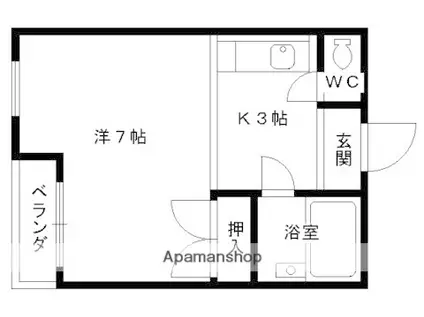 グランドール・トキ(1K/3階)の間取り写真