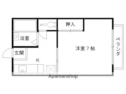 ハイツパルラック(1K/2階)の間取り写真