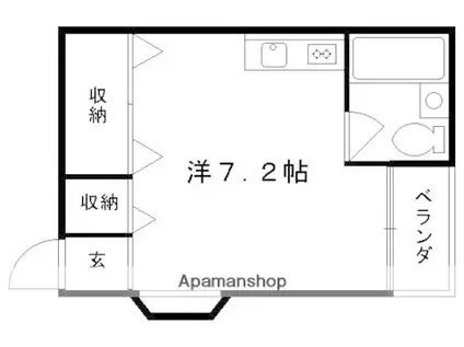 フラットユー(ワンルーム/2階)の間取り写真