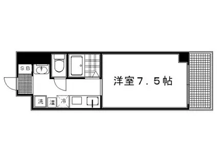 ル・ブロ・ピュール鞍馬口(1K/3階)の間取り写真